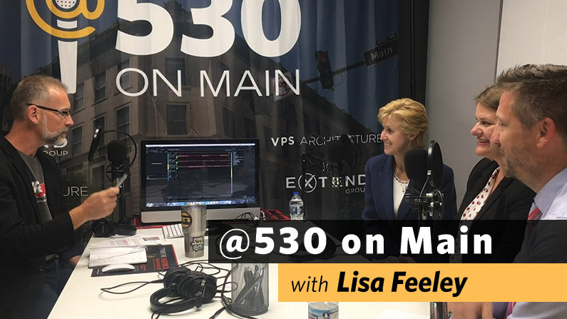 Lisa Feeley in the podcast studio